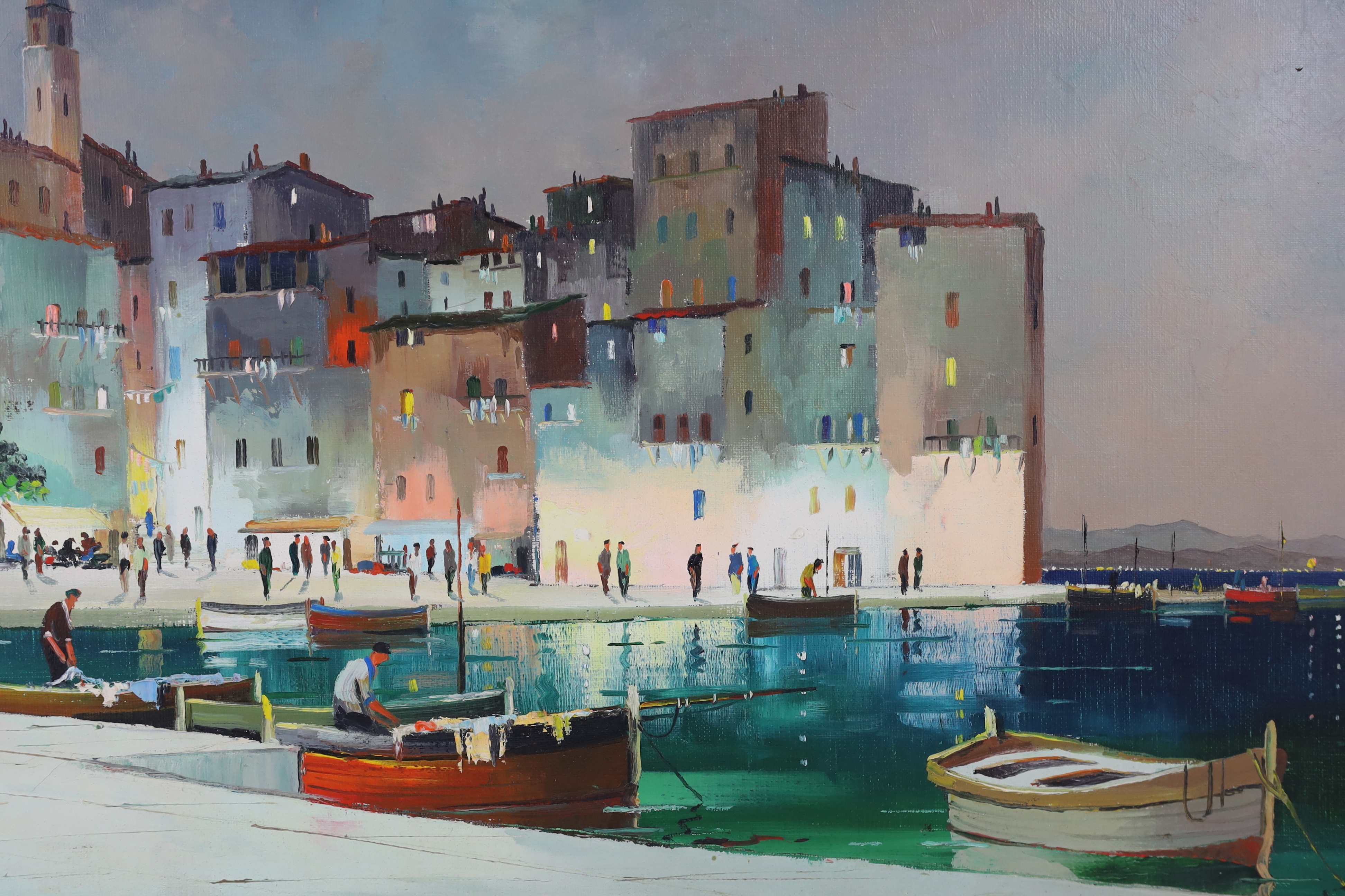 Cecil Rochfort D'Oyly-John (English, 1906-1993), 'St Tropez, 7pm, S of France', oil on canvas, 44 x 64cm